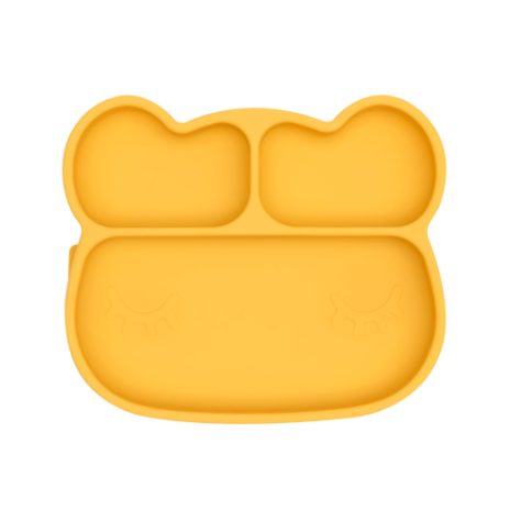 Silikonetallerken, bear - gul
