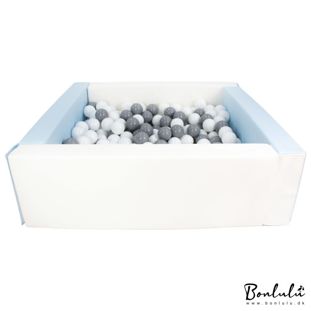 Bldt skum Bold bassin + 300 balls, Hvid/Lysebl m. Hvide og Gr Bolde