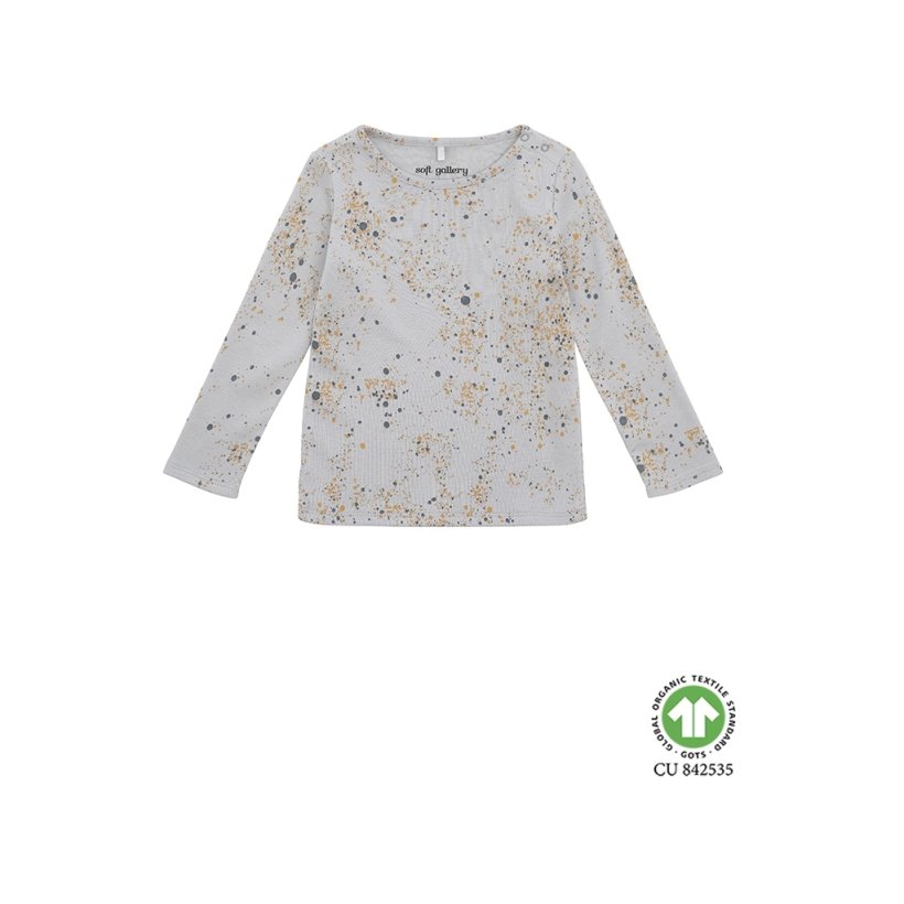 Soft Gallery Langrmet T-Shirt Ocean Grey, AOP Mini Splash Blue