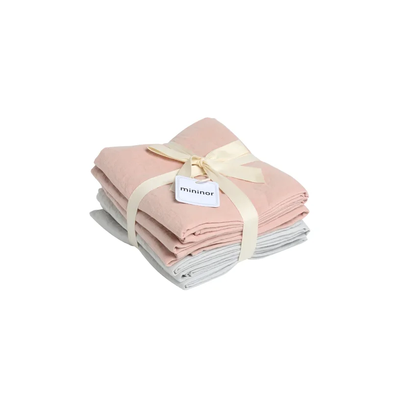 Mininor kologiske Stofbleer "Peach/Glacier Grey" 6-stk