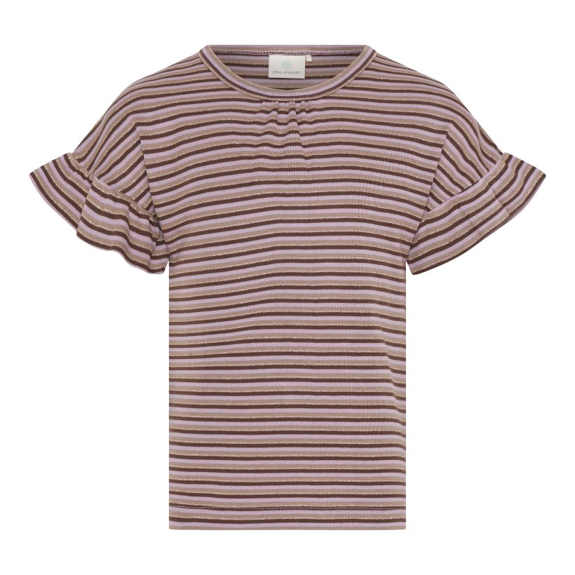 En Fant - T-Shirt SS Stripe, Chestnut