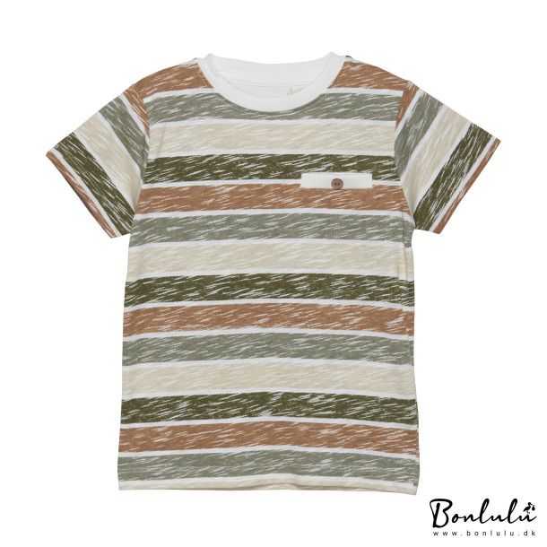 En Fant - T-Shirt SS Stripe, Moss Green 110 (5Y)
