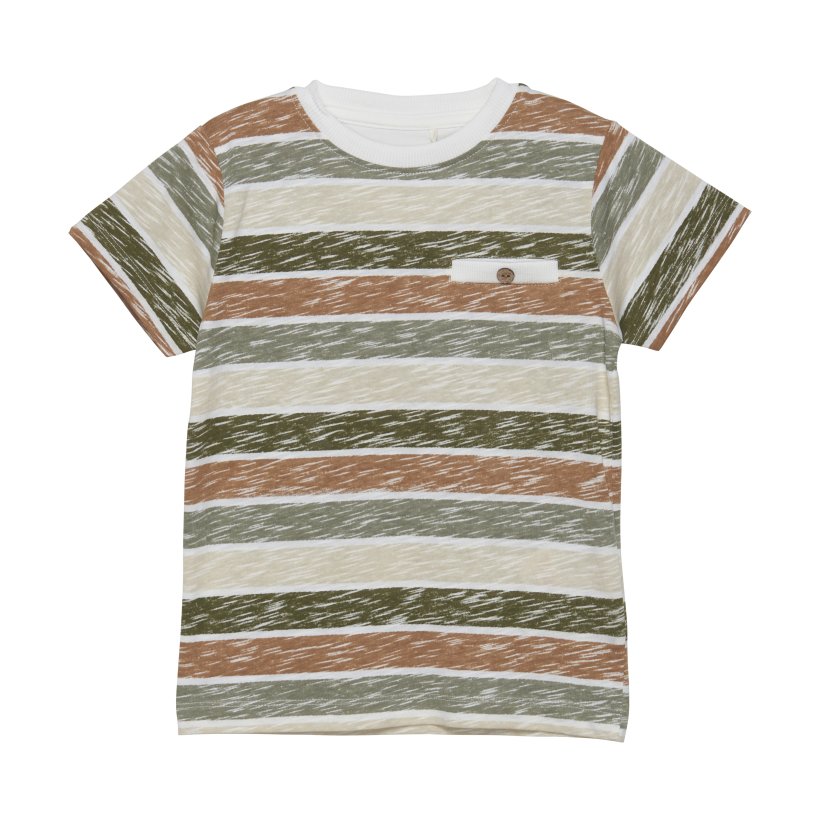 En Fant - T-Shirt SS Stripe, Moss Green