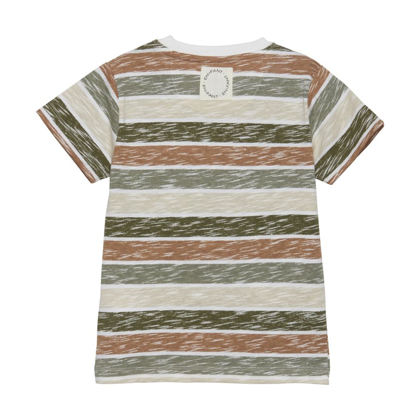 En Fant - T-Shirt SS Stripe, Moss Green