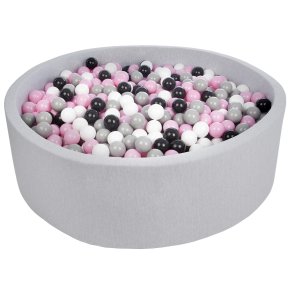 Stort Bldt Jersey Boldbassin M. 1200 Bolde, Sort/Hvid/Lyserd/Gr