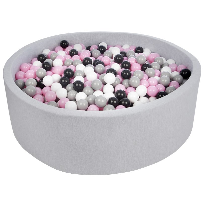 Stort Bldt Jersey Boldbassin M. 1200 Bolde, Sort/Hvid/Lyserd/Gr