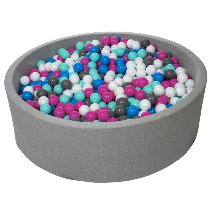 Stort Bldt Jersey Boldbassin M. 1200 Bolde, Hvid/Bl/Pink/Gr/Tyrkis