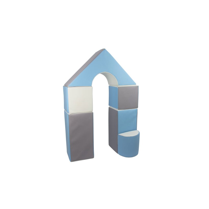 6 pcs Castle Set - Bldt Skum, Gr/Hvid/Lysebl