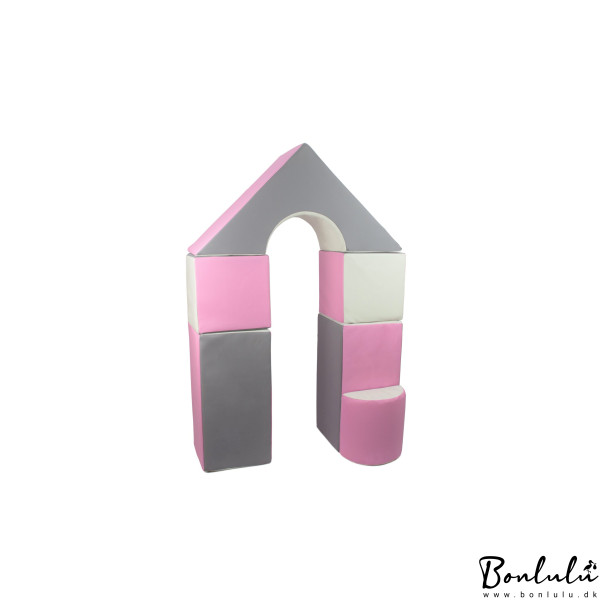 6 pcs Castle Set - Bldt Skum, Gr/Hvid/Lyserd