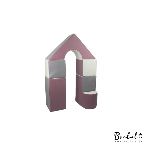 6 pcs Castle Set - Bldt Skum, Lilla/Gr/Hvid