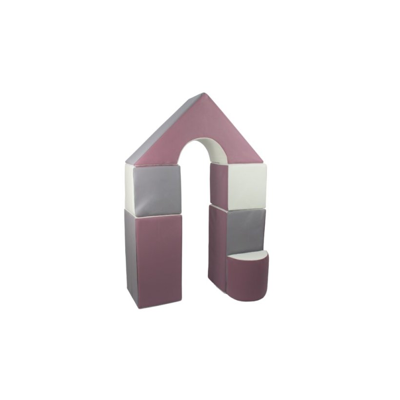 6 pcs Castle Set - Bldt Skum, Lilla/Gr/Hvid