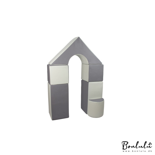 6 pcs Castle Set - Bldt Skum, Gr &amp; Hvid