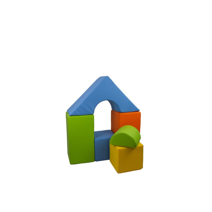 6 pcs Castle Set - Bldt Skum, Grn/Bl/Gul/Orange