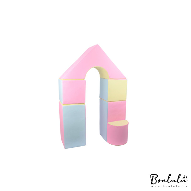 6 pcs Castle Set - Bldt Skum, Pastel Farver