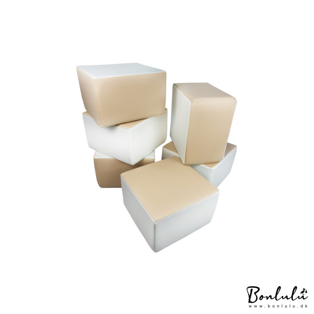 6 Pcs Building Blocks - Bldt skum, Hvid &amp; Beige