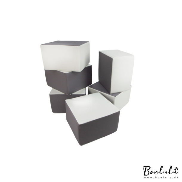 6 Pcs Building Blocks - Bldt skum, Gr &amp; Hvid