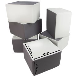 6 Pcs Building Blocks - Bldt skum, Gr &amp; Hvid