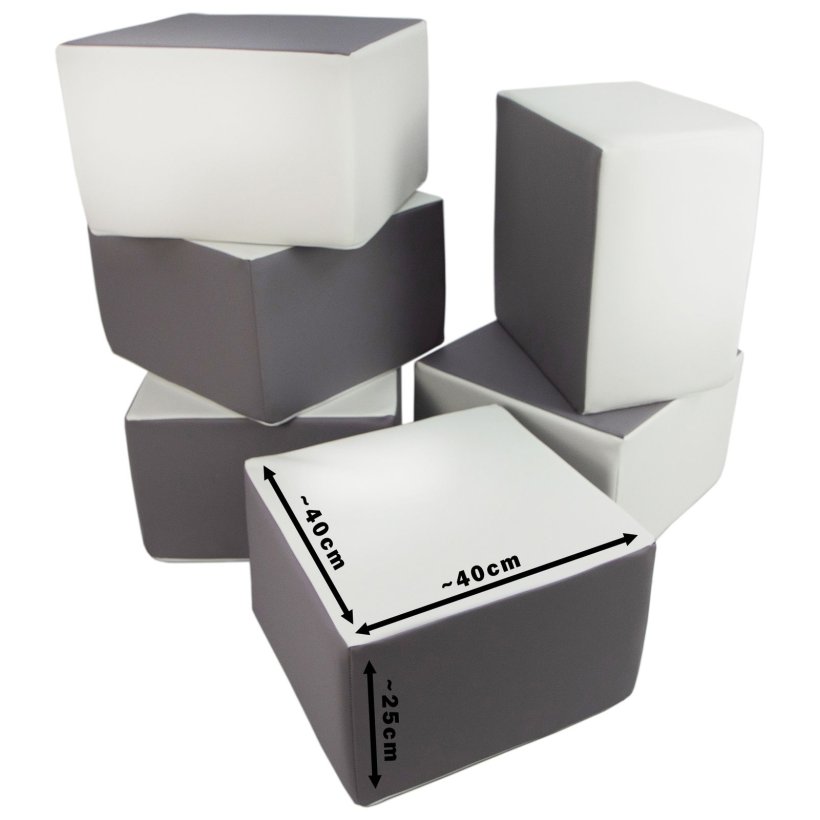 6 Pcs Building Blocks - Bldt skum, Gr &amp; Hvid