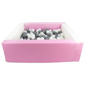 Bldt skum Bold bassin + 300 balls, Hvid/Lyserd m. Gr/Hvide Bolde