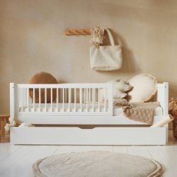 Paris Hvid Juniorseng, Med Sengehest &amp; Soveskuffe