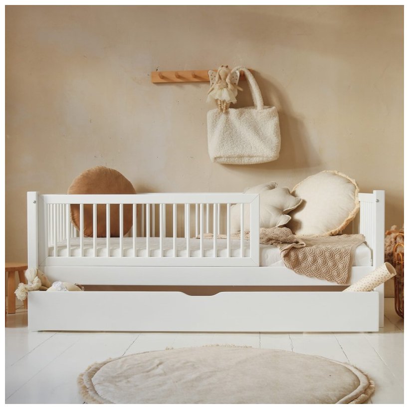 Paris Hvid Juniorseng, Med Sengehest &amp; Soveskuffe