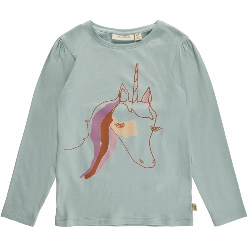 Soft Gallery - Bella Puff Unicorn Ls Tee, Blue Haze