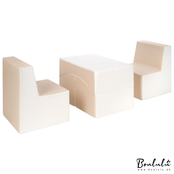 Bord &amp; Stolest - Hvid, Beige