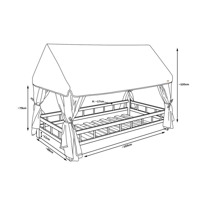 Copenhagen - Husseng med gardiner &amp; Sengehest