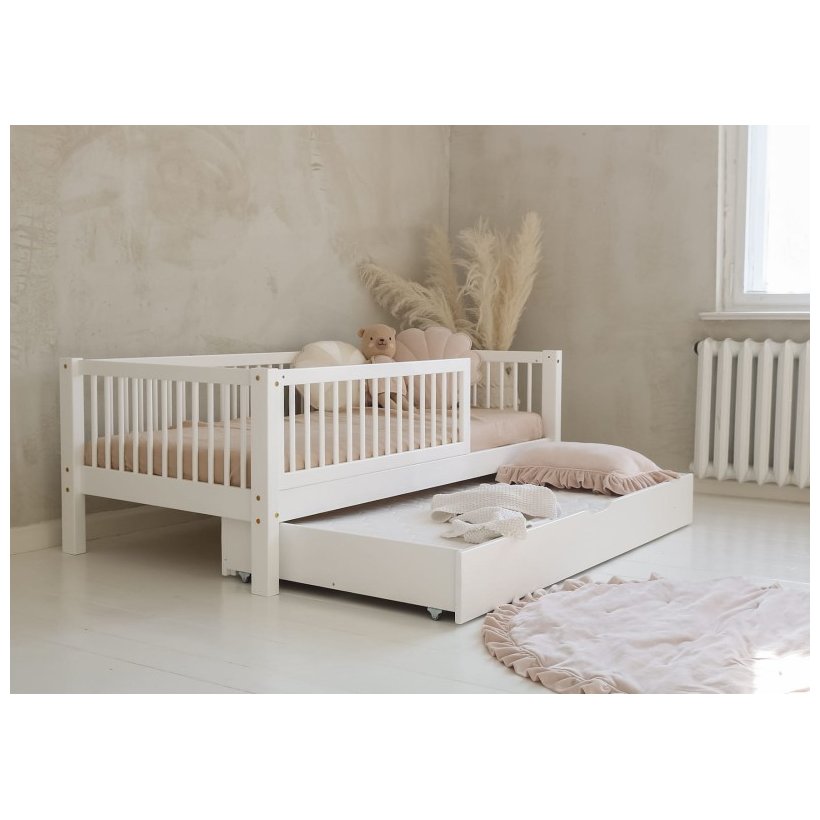 Paris Hvid Juniorseng, Med Sengehest &amp; Soveskuffe